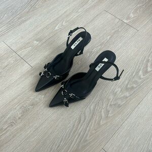 NA-KD Black Slingback Heels with Buckle Detail